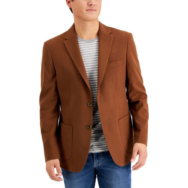 Tommy Hilfiger Men's Modern-Fit Solid Blazer 44R Brown Sport Coat