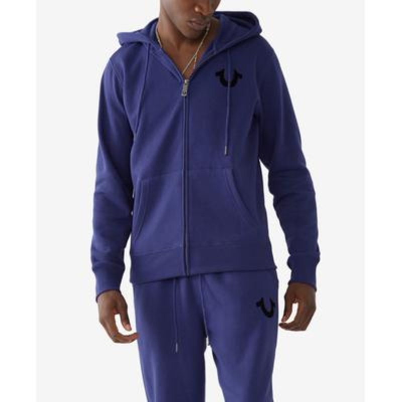 True Religion Men's Buddha Zipup Hoodie Sweatshirt Dark Blue XL