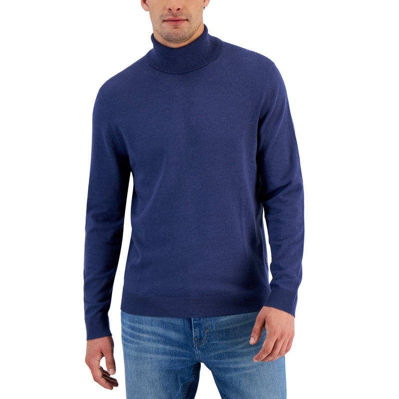 Tucker Mens Regular Fit Turtleneck Sweater Alfani Dark Blue Large