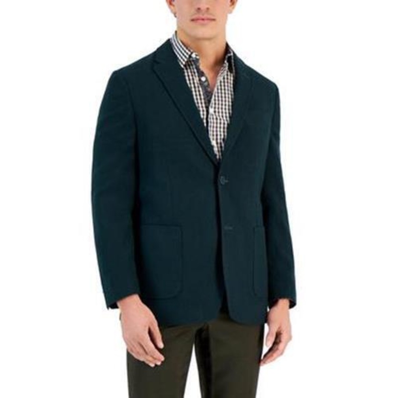 Vince Camuto Mens Slim Fit Green Twill Sport Coat 40R