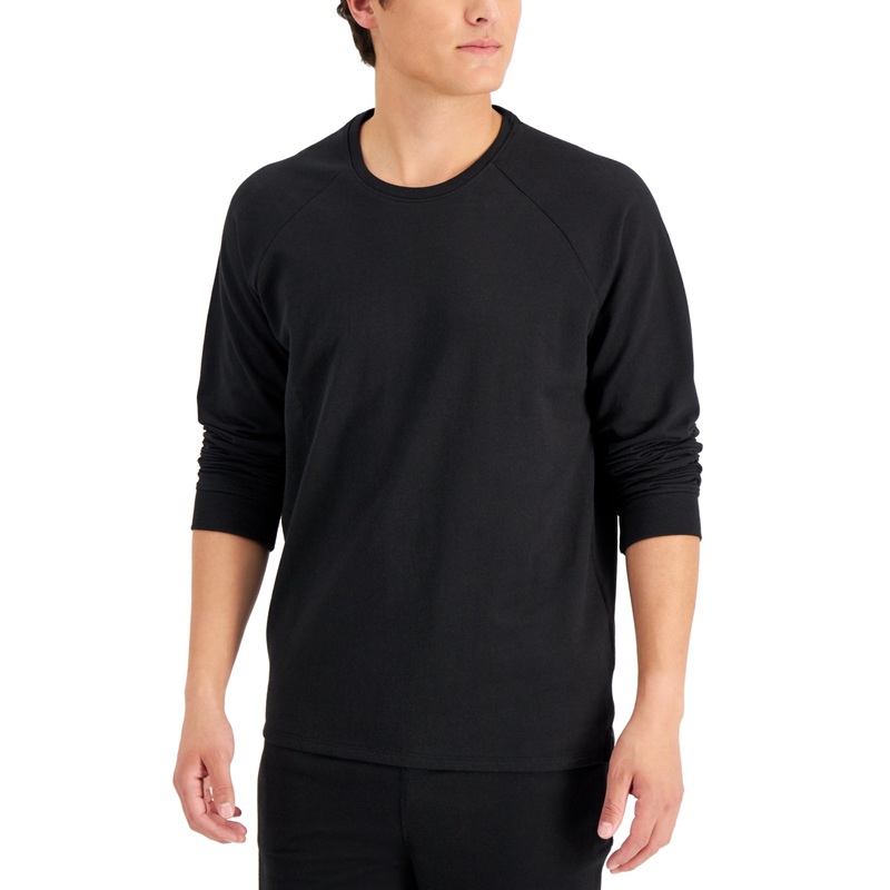 Alfani Men's Moisture wicking Pajama Sweatshirt  Black Large