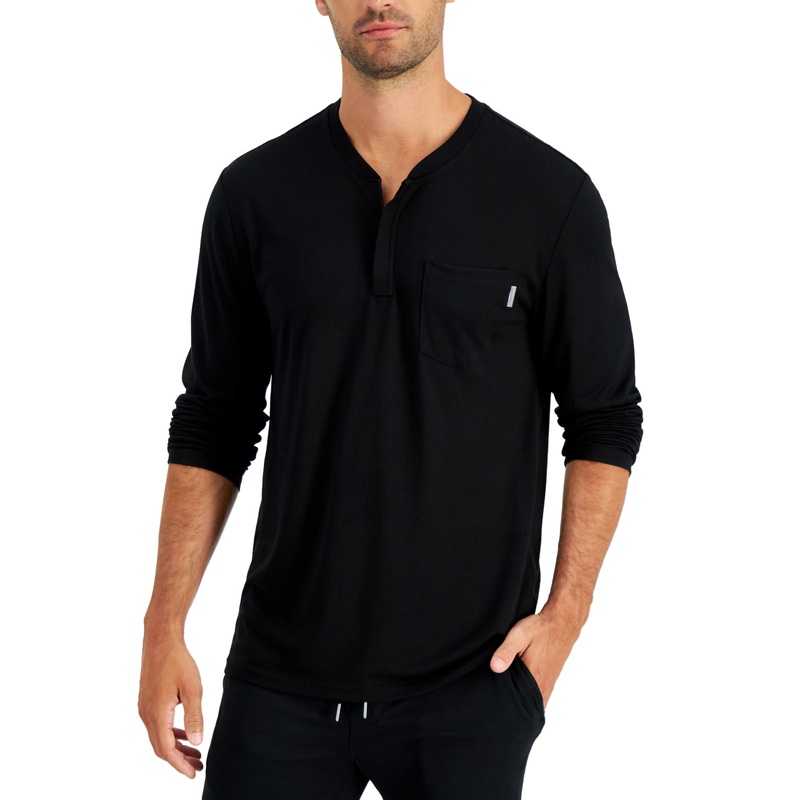 Alfani Men's Quarter-zip Henley Shirt  Black Xxl