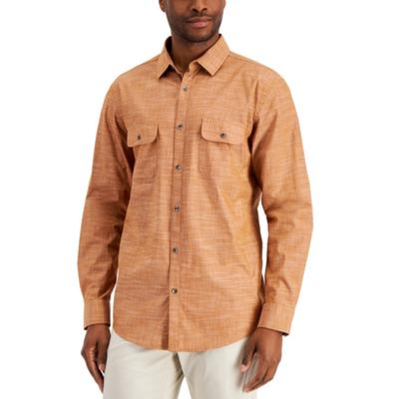 Alfani Men's Regular fit Solid Shirt Beige khaki Small