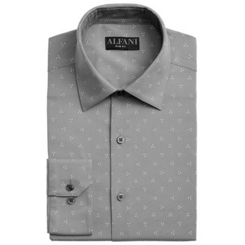 Alfani Men's Slim Fit 2-Way Stretch Dress Shirt Gray 15-15 1/2