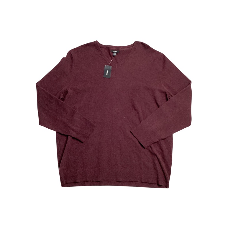 Alfani Men's V Neck Cotton Sweater Large Wine Red