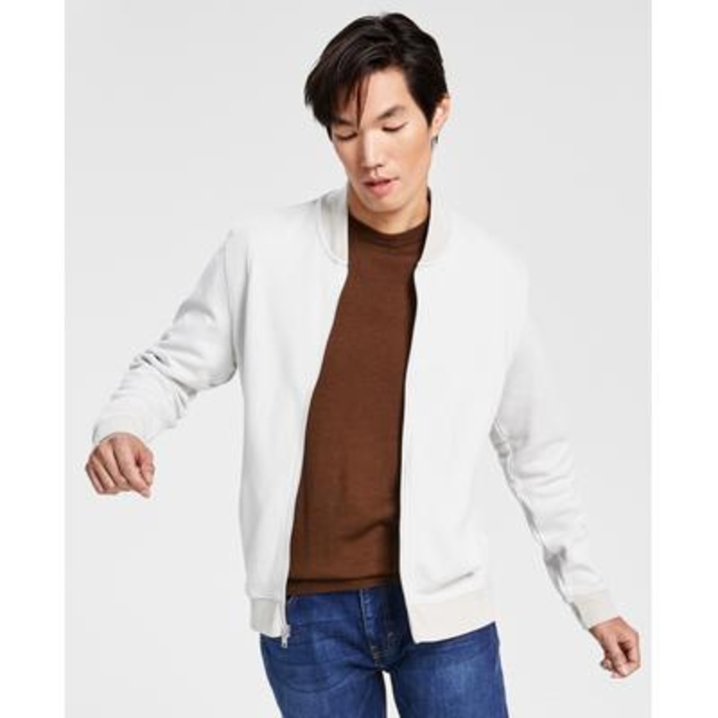 Alfani Men's Zip front Sweater Jacket Moonstruck Beige Khaki Xxl