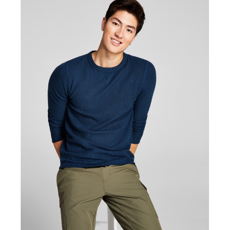 And Now This Men's Blue Small Long sleeve Thermal Shirt Midnight Navy