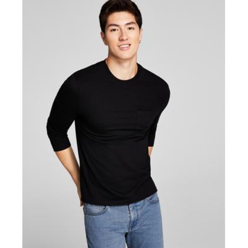 And Now This Men's Pocket Longsleeve Tshirt  Jet Black/Grey S