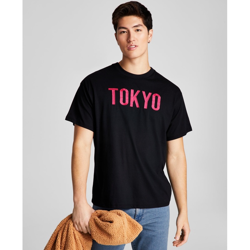 And Now This Mens Embroidered Tokyo T shirt Tokyo Black Medium