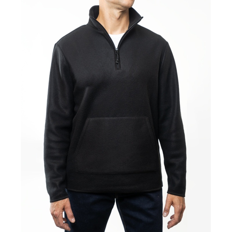 Lazer Men's Black Polar Fleece Quarter Zip Sweatshirt  Size Medium