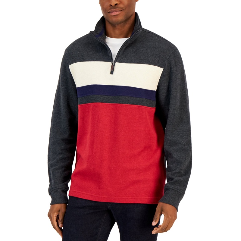 Men's Gray 1/4 Zip Pullover Sweater Small Club Room