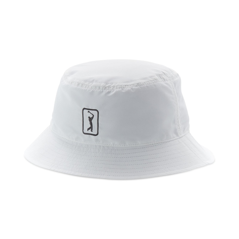 Pga Tour Men's Reversible Bucket Hat Solid White Osfa Reg