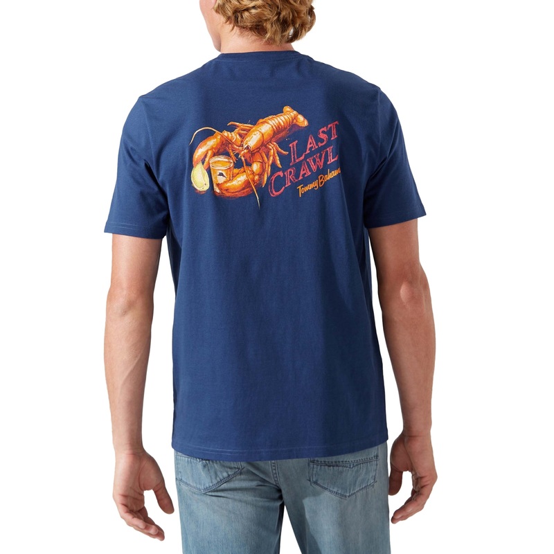 Tommy Bahama Mens Last Crawl Graphic T shirt Blue Large