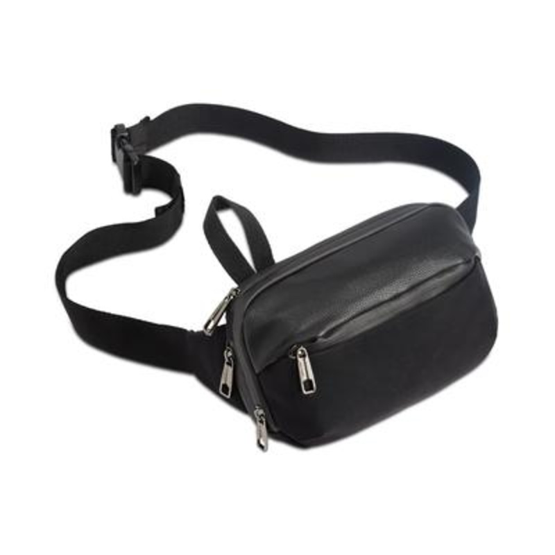Alfani Men's Black Faux Leather Adjustable Fanny Pack Osfa Reg