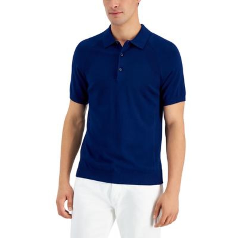 Alfani Men's Sweaterknit Polo Shirt Dark Blue Medium