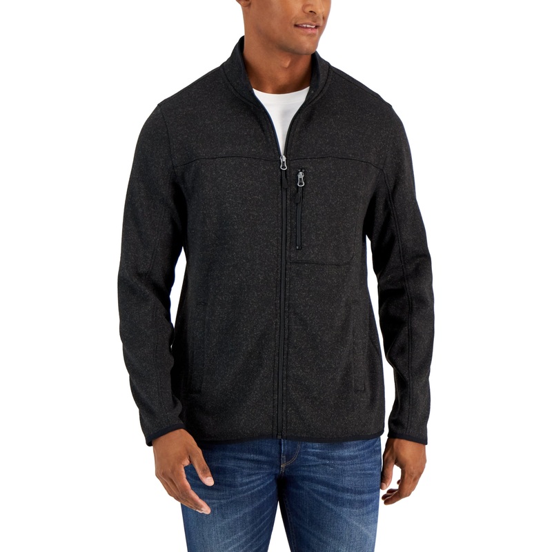 Club Room Men's Fullzip Fleece Sweater  Deep Black Xxl