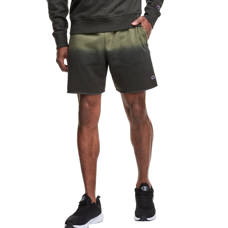 Men's Champion Dipdye Fleece Shorts 7" Cargo Olive/Black Xl