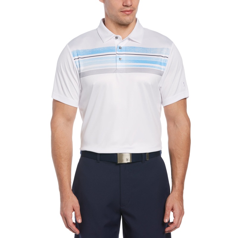 Pga Tour Mens Blocked Stripe Golf Polo White XL
