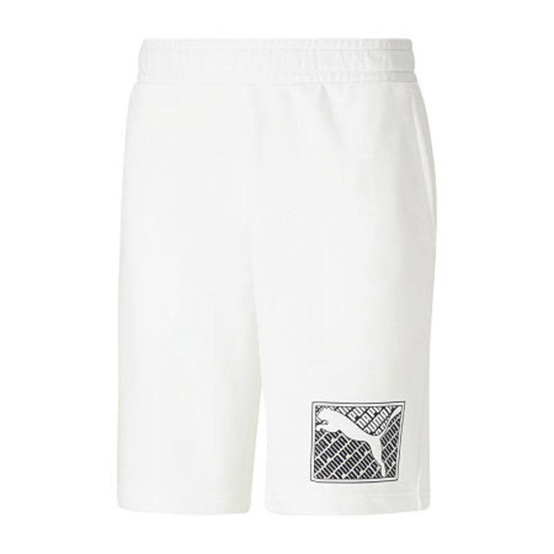 Puma Men's Cross Box Logo Shorts Xl White