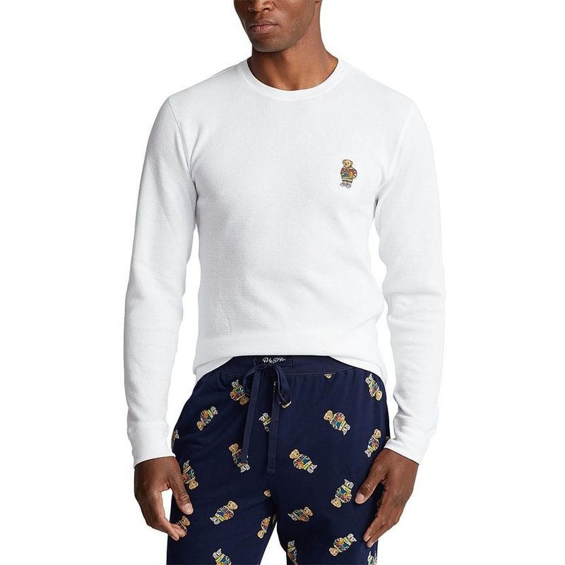 Ralph Lauren Polo Mens Bear Pajama Thermal Shirt Large White