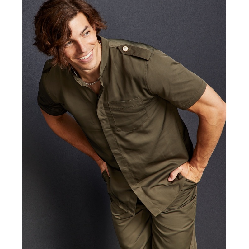 Royalty By Maluma Men's Utility Shirt  Olive/Dark Green Medium