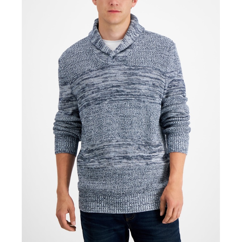 Sun + Stone Men's Shawl collar Sweater Dark Blue Medium