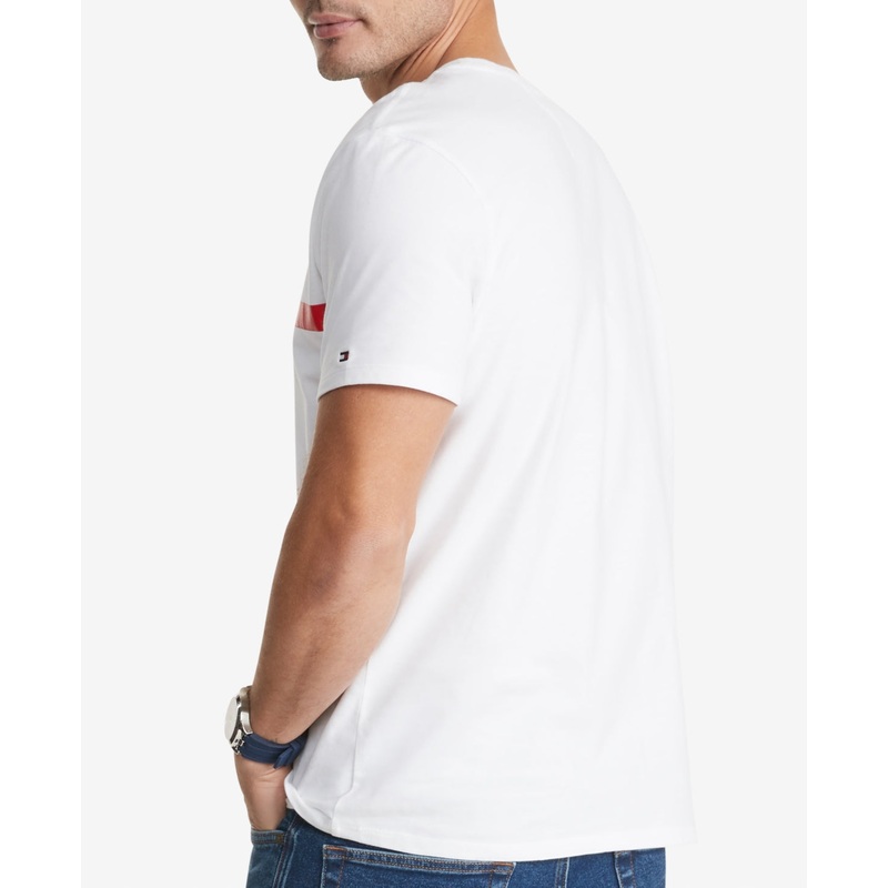 Tommy Hilfiger Mens Flag Stripe T shirt White Small