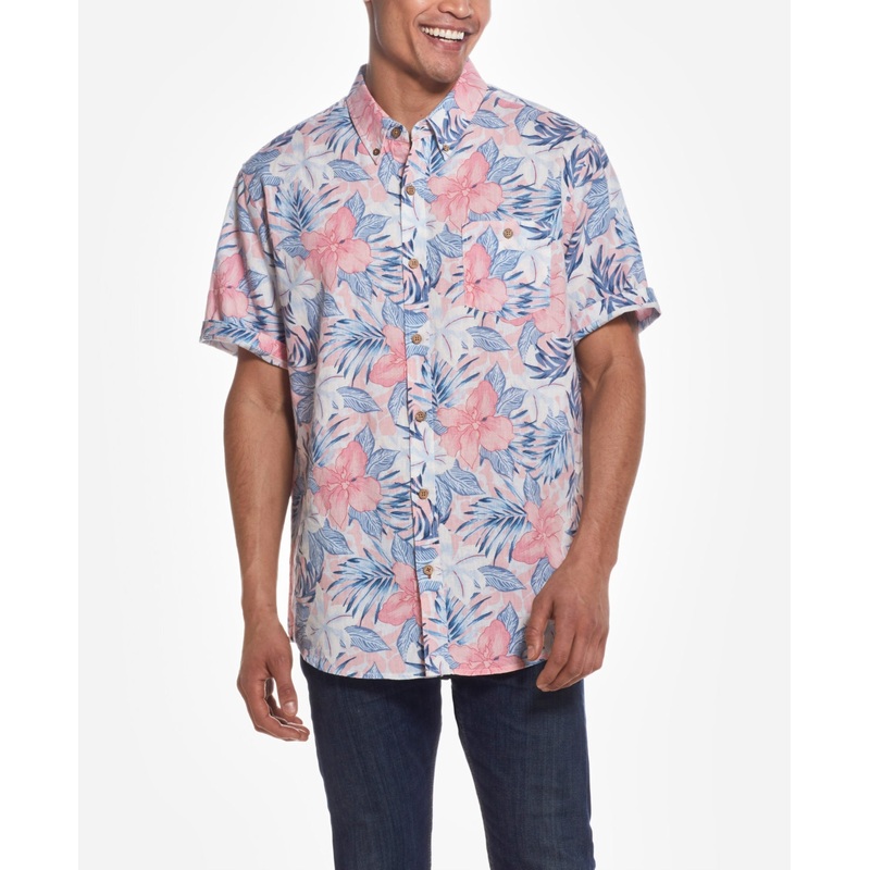 Weatherproof Vintage Mens Vintage Floral Button Down Shirt Bright Red XL