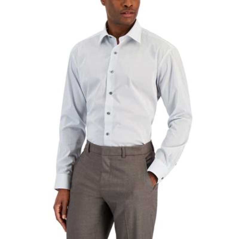 Alfani Men's Regular Fit Stretch Dress Shirt  White/Blue/Navy  Size 15-15 1/2