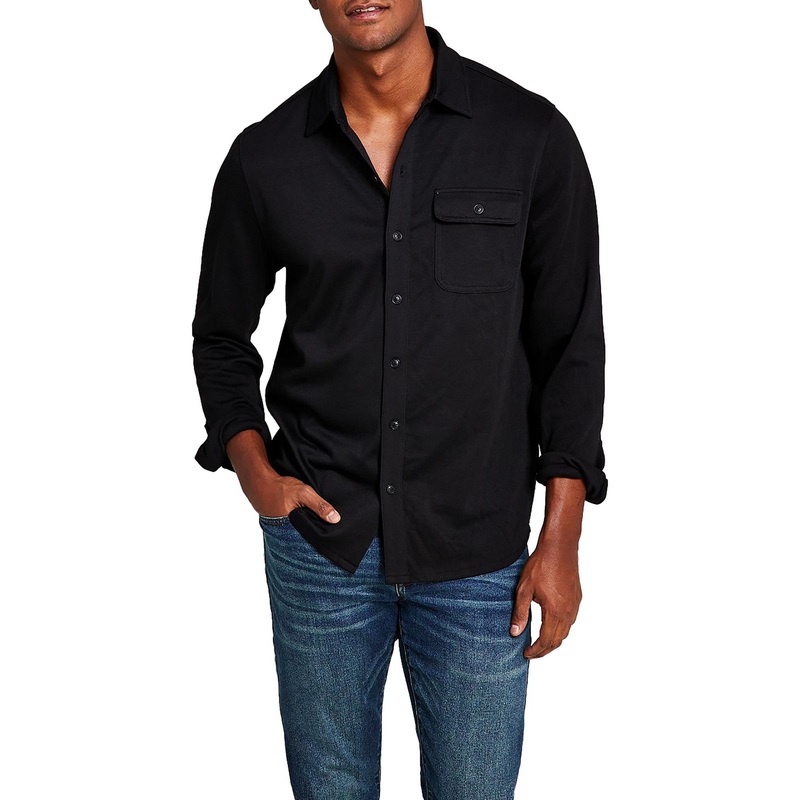 And Now This Men's Collared Button down Shirt Black Small