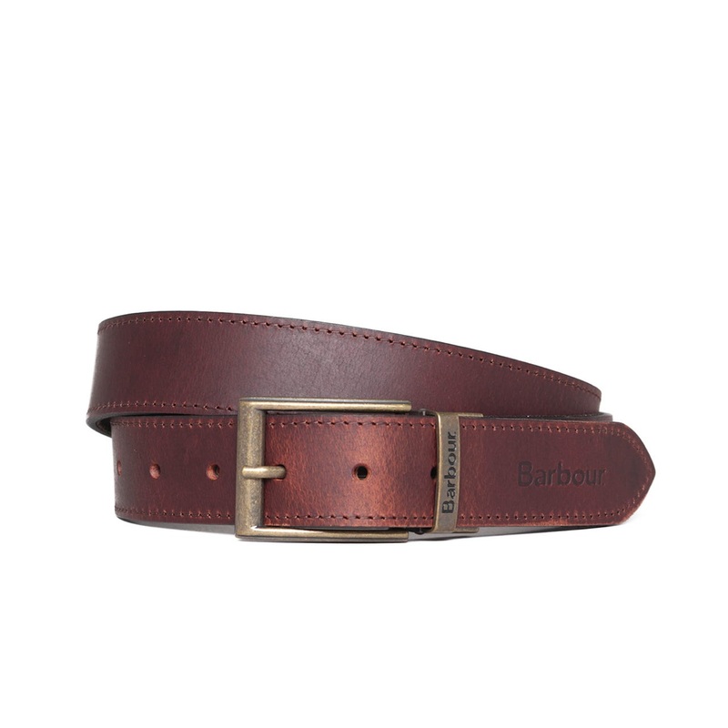Barbour Men's Reversible Tartan Leather Belt Classic Brown Large