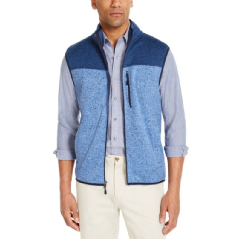Club Room Men's Colorblock Navy Blue Fleece Sweater Vest XL
