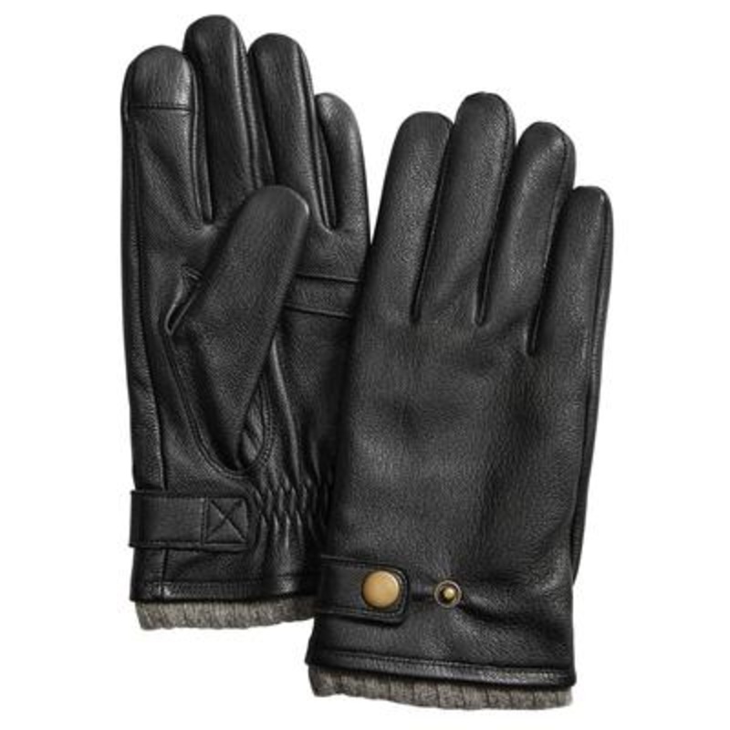 Club Room Men's Leather Gloves / Cashmere Lining Black Medium
