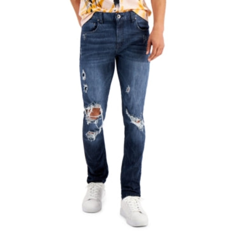 International Concepts Men's Navy Flat Front Skinny Fit Jeans 40W Dark Blue