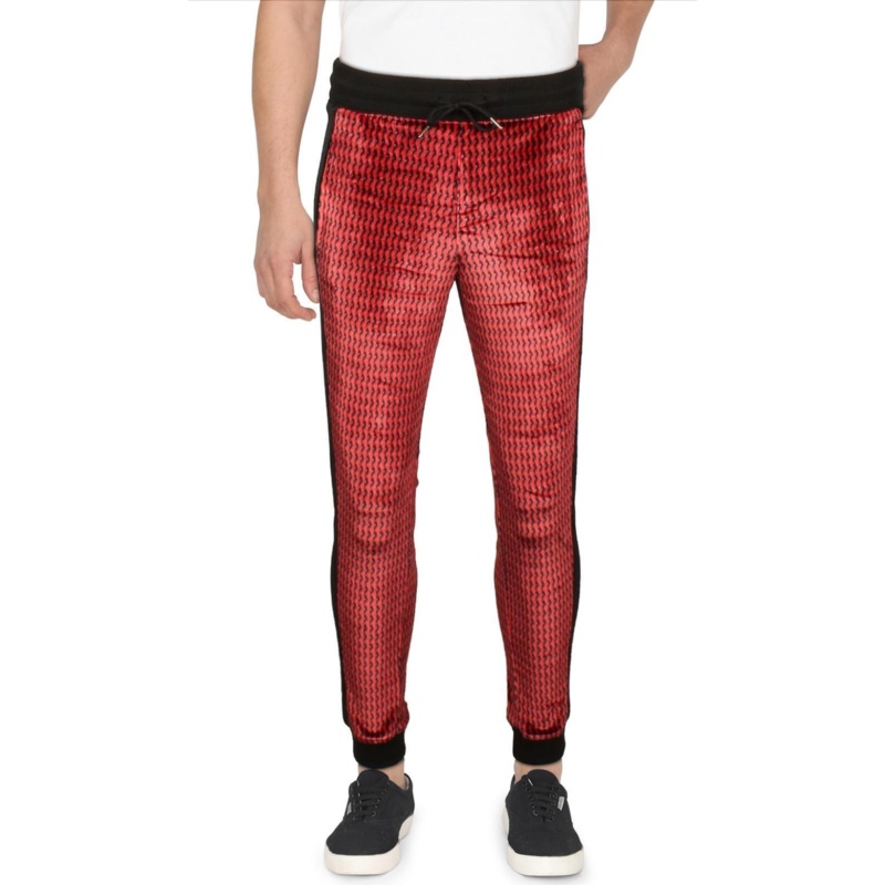 International Concepts Men's Squiggly Drawstring Sweatpants Jogger Red Medium