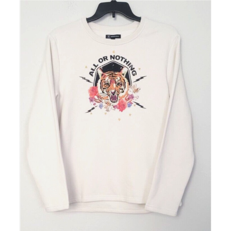 International Concepts Men's White Tiger Graphic All or Nothing Sweatshirt XL