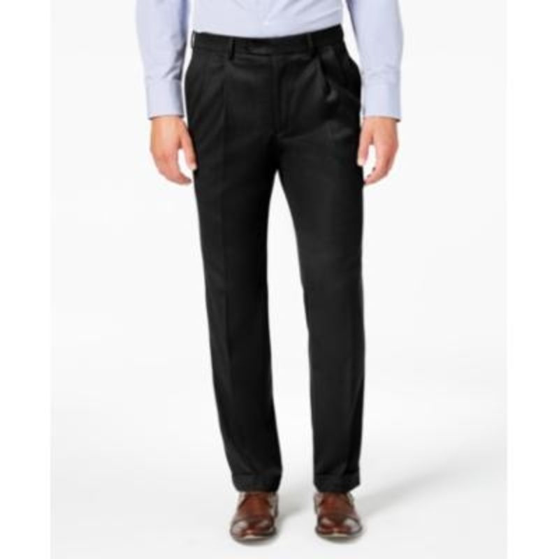 Lauren Ralph Lauren Men's 35X30 Black Dress Pant Classic Pleated Cuffed