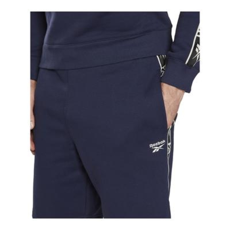 Reebok Men's Logo Tape Drawstring Shorts  Navy Medium