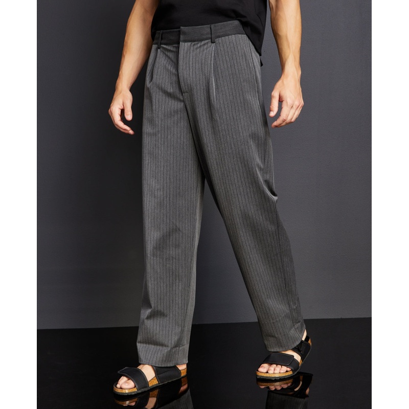 Royalty by Maluma Men's Pinstripe Pleat Front Trousers 34 Reg