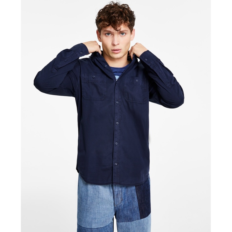 Sun + Stone Men's Dark Blue Button down Shirt Xxl
