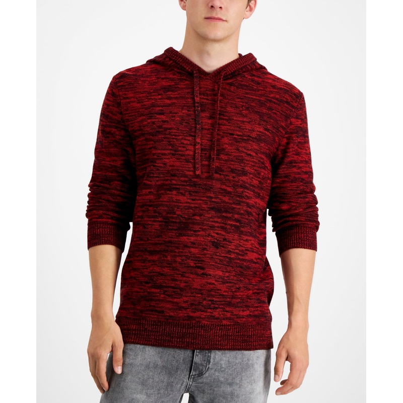 Sun + Stone Men's Marled Hooded Sweater Poinsettia Red