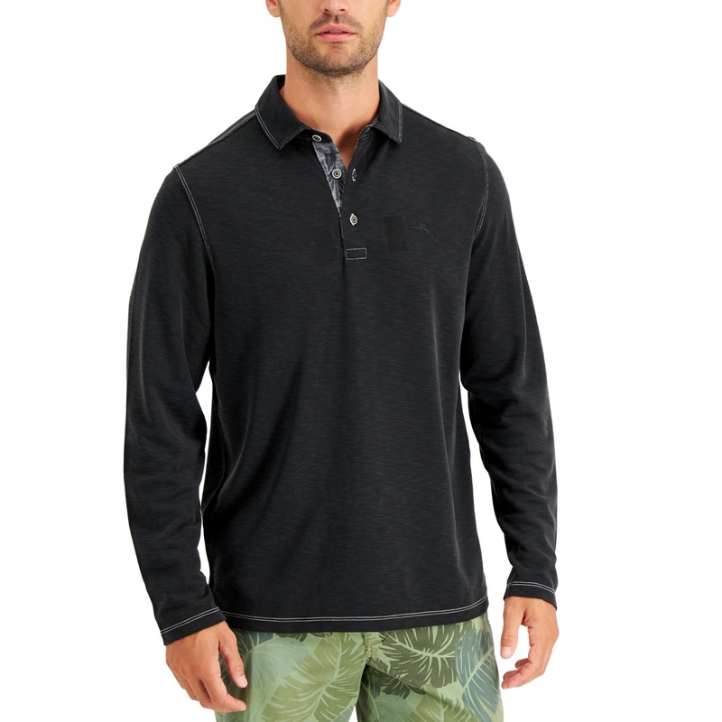 Tommy Bahama Men's Xl Palmetto Paradise Long Sleeve Polo shirt  Black