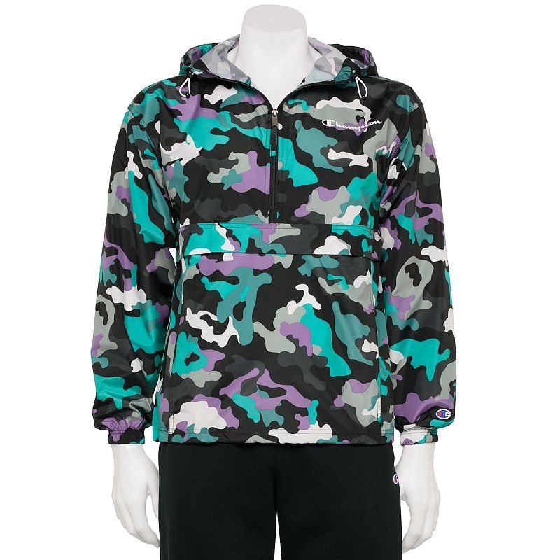 Champion Mens Camo Packable Raincoat Black Medium