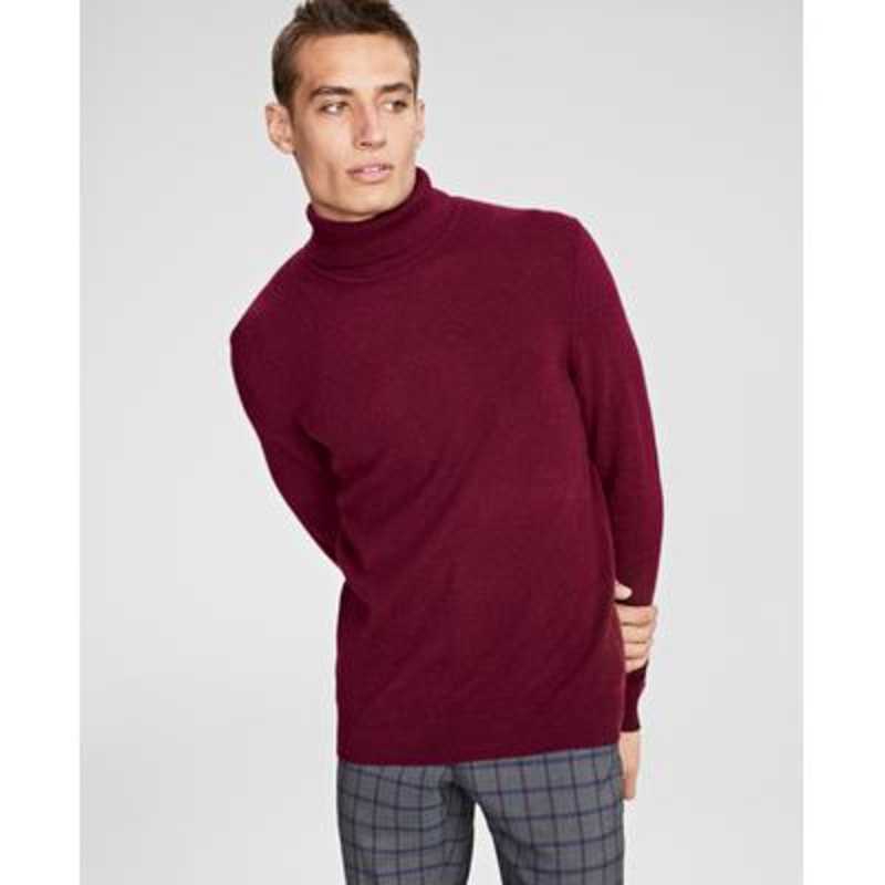 Club Room Men's Cashmere Turtleneck Sweater Cabernet Red XL