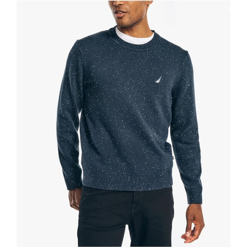 Nautica Men's Ecofriendly Navy Blue Donegal Speckle Crewneck Sweater XXL 2XL