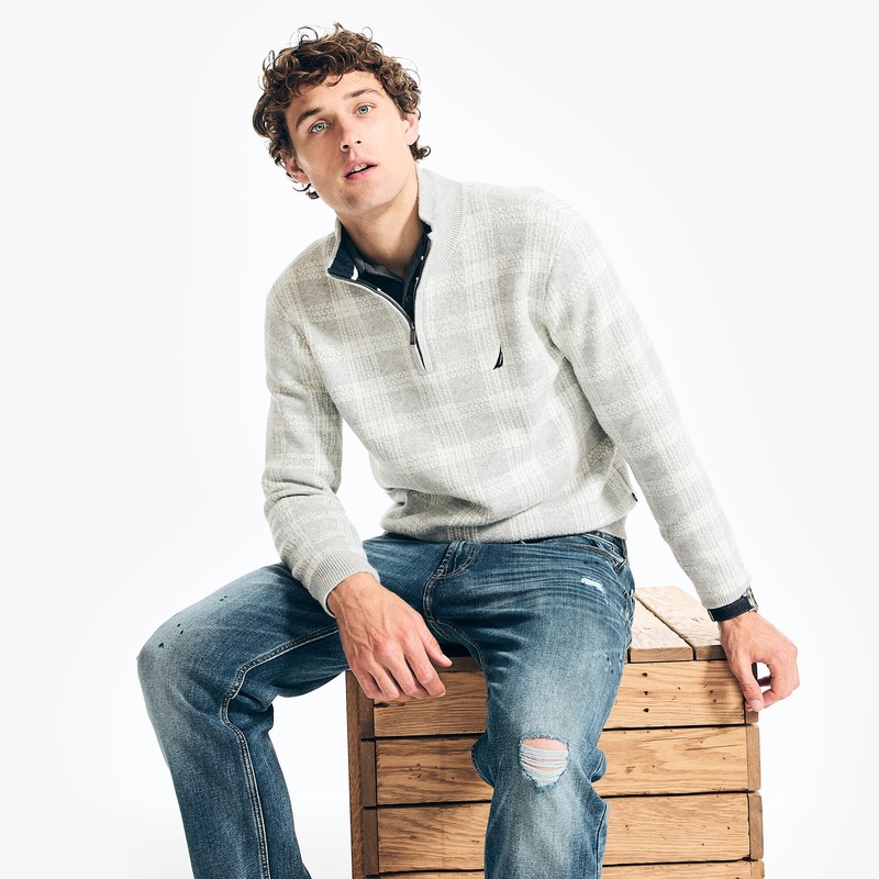 Sustainably Crafted Nautica Gray Plaid Sweater XL