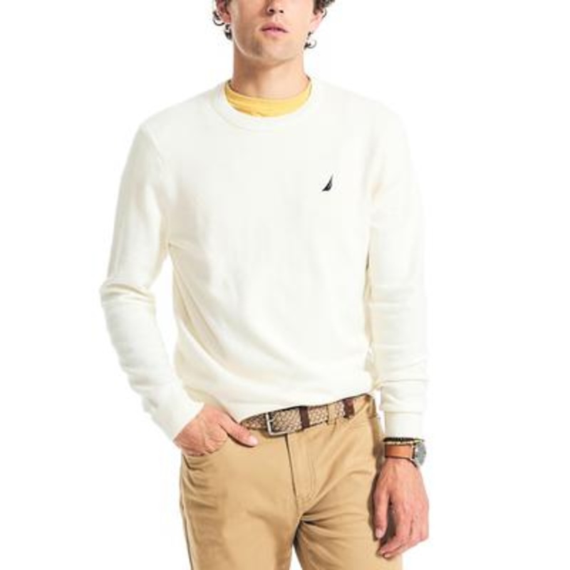 Sustainably Crafted Nautica White Crewneck Sweater Large