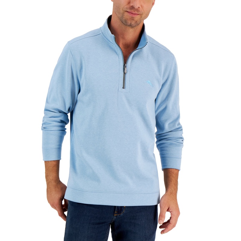 Tommy Bahama Men's 1/2 Zip Sweatshirt  Air Blue Heather XXXL 3XL