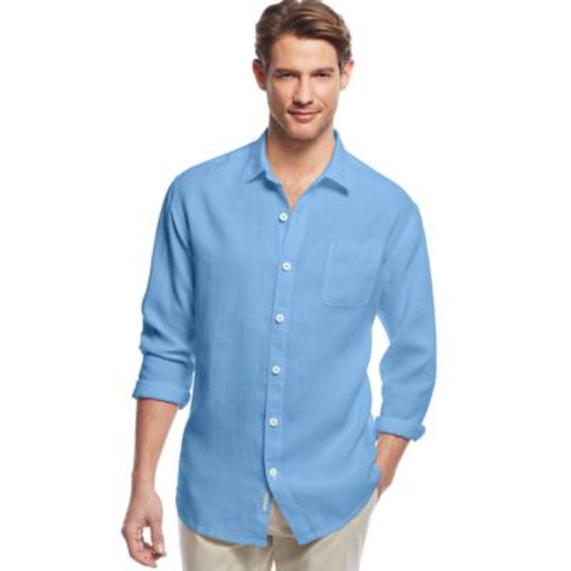 Tommy Bahama Sea Glass Breezer Long Sleeve Shirt Blue Yonder XL