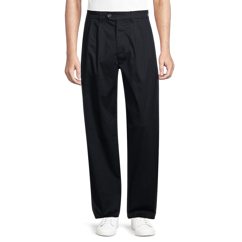 TOMMY HILFIGER Men's New School Prep Pleated Chino Pants 32 x 32 Navy Blue